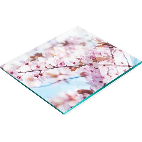 Tabla de cocina de vidrio duradera y elegante con estampado de flores de cerezo, 60x52 cm. (1/5)
