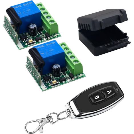 Commutateur a distance Sans fil 1 Canal,1 Telecommande Portail Universelle et 2 Recepteur,DC 12V 433mhz Relais RF Interrupteur Momentane Module Recepteur (1/5)