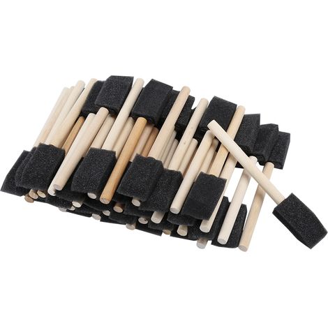 Manche en bois avec bâtonnet en bois noir, pinceau éponge, outil de dessin et de gribouillage pour enfants (1/5)