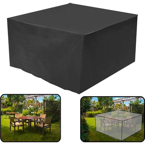 Housse rectangulaire pour mobilier de jardin, anti-poussière et résistante aux UV, noire, 200 x 160 x 70 cm - Ineasicer (1/5)