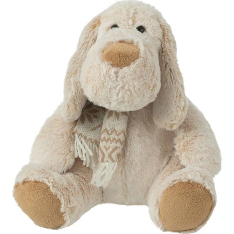 Peluche Chien Assis "Écharpe" 25cm Beige (1/3)
