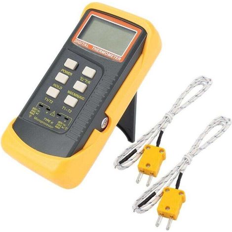 Thermomètre De Type K Avec Capteur De Thermocouple 1300 ° C(cablé Et Acier Inoxydable) (° C, ° F Et K Avec 4 Thermocouples ) (1/4)