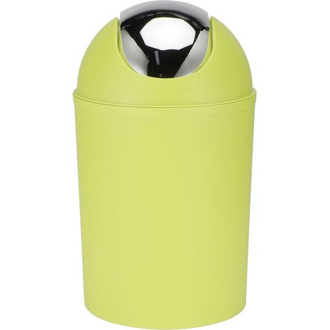 Poubelle de bureau à clapet, plastique PP robuste, design compact et amovible, idéale pour cuisine ou salle de bain, jaune, 31x19cm (1/5)