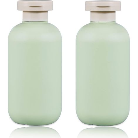 Botella flexible de 200 ml con tapa abatible, botella de plástico rellenable para viajes, ideal para cremas, tónicos, champús y acondicionadores (paquete de 2).