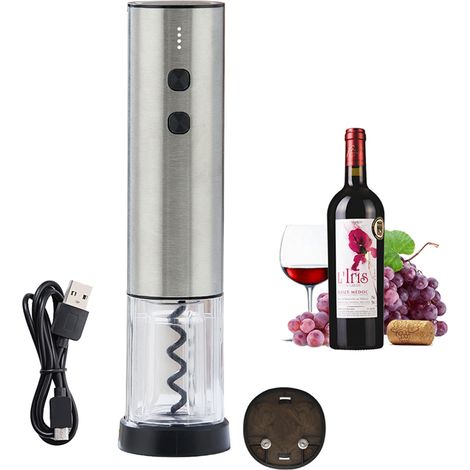 1 Ouvre-bouteille électrique, rechargeable, automatique, coque transparente, coupe-capsule amovible, pour maison, fêtes, bars (1/5)
