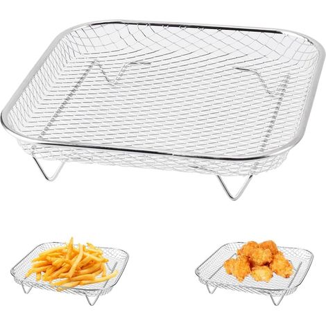 Griglia per friggitrice ad aria in acciaio inox - involucro da 20,4 cm - friggitrice ad aria - griglia quadrata per friggitrice ad aria - griglia impilabile - friggitrici ad aria con una capacità di o (1/3)