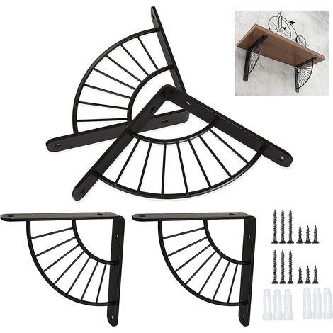 ZOLGINAH 4PCS Soporte de estante de pared negro 150 × 150 mm Soporte de servicio pesado Soporte de estante de metal Soporte de estante de pared para estante de pared - Carga máxima 50 KG (1/5)