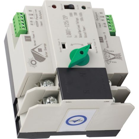 Ej.Life Dual PowerAutomatischer Transferschalter 230V Dual Power Automatischer Transferschalter Generatorzubehör Power Transfer Switch 2P Elektronischer Schalter (1/8)