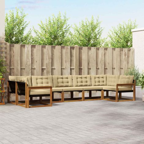 vidaXL Outdoor-Sofagarnitur mit Kissen 7 pcs Natur und Beige (1/5)