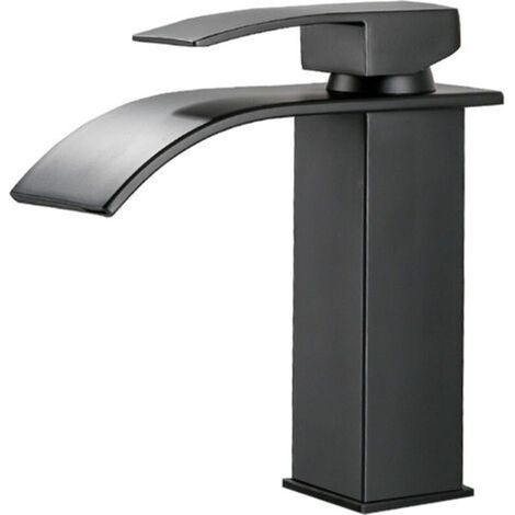 [JAMAIS UTILISÉ]Mitigeur de lavabo Robinet cascade noir avec bec haut mitigeur lavabo haut monotrou （haut） (1/5)