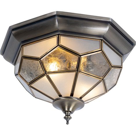 Deckenleuchte Deckenlampe Wohnzimmerlampe Innenleuchte Antik bronze, Metall, Glas, Stahl, Messing, 2x E14, HxB 18x29 cm (1/4)