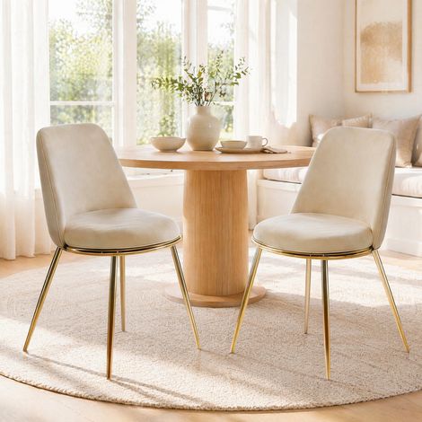 Sedia da pranzo in velluto con gambe in metallo OKMYHOME (1/5)