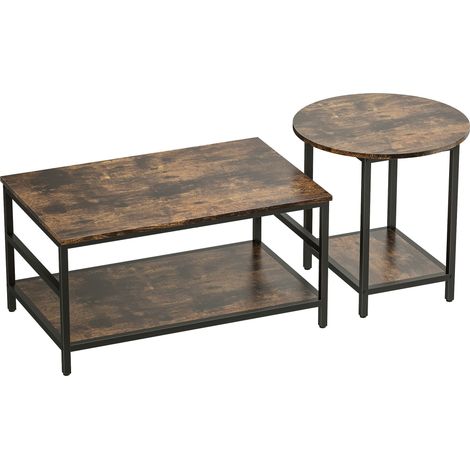 2-Piece Coffee Table Set with Storage, Rustic Brown (1/5)