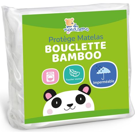 Protège matelas bébé en viscose de bambou 60x120 cm – Alèse imperméable et respirante – Épaisseur jusqu'à 14 cm – Lavable en machine – Les Noursons
