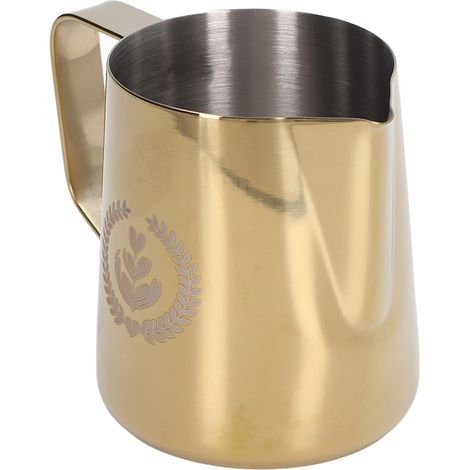 Mousseur à lait 600ml en acier inoxydable 304, pichet à mousser épaissi pour café, usage café et maison, couleur or titane (1/5)