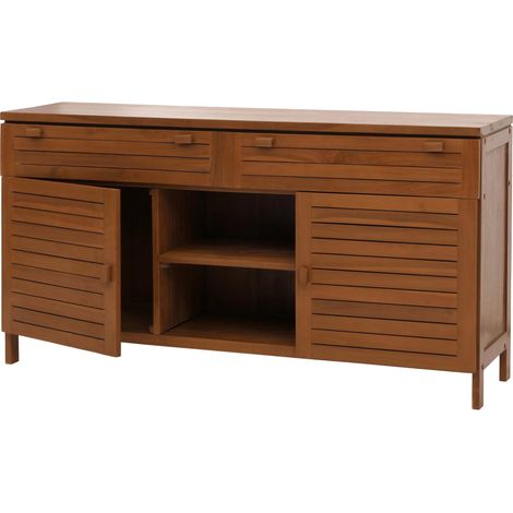 Mobile lavabo in teak HHG-761, mobile lavandino bagno, teak di qualità B (durame, 20-30 anni), 80x150x40cm