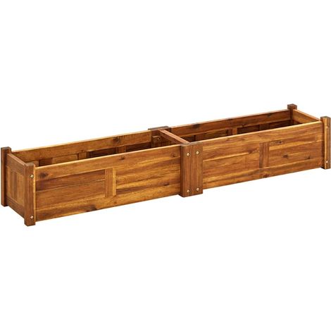 Jardinière de jardin - Balconnière à fleurs Lit surélevé de jardin Bois d'acacia 150x30x25 cm BV756325 - BonneVie (1/5)