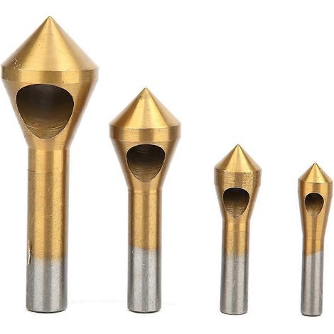 4-teiliges Anfasgerät, Einzel-Schrägloch-Anfasschneider, Entgratbohrer, 90 Grad, Gold
