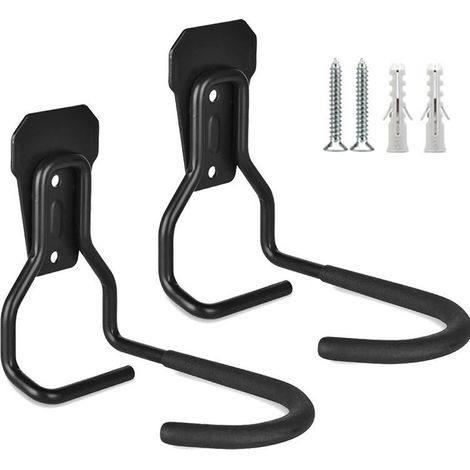 Set aus 2 wandmontierten Fahrradständern, Haken und Wandbefestigungen, robustes vertikales Aufbewahrungsregal für Garage und Zuhause, solides Design, platzsparend.