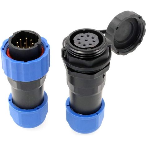 SD20 Connecteur circulaire étanche en plastique à déconnexion rapide pour système d'alimentation extérieur Éclairage LED (9 broches, prise mâle et prise de câble femelle) (1/5)