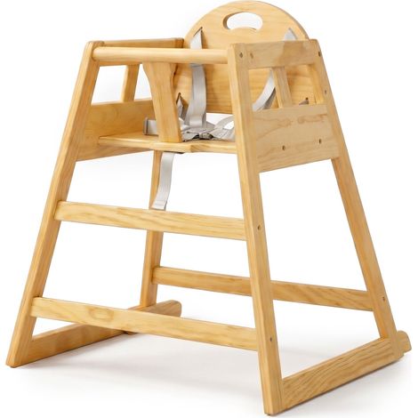 Seggiolone Relaxdays in legno con cintura a 5 punti, HxLxP: 76 x 48 x 49,5 cm, per neonati e bambini piccoli, naturale