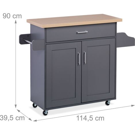 Desserte de cuisine mobile avec plan de travail 90 x 114,5 x 39,5 cm pratique design élégant en MDF blanc (1/5)
