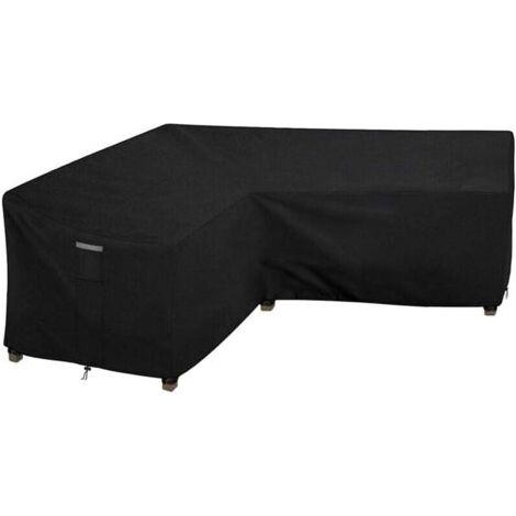 Pair Wasserdichte L-förmige Gartenmöbelabdeckung, 210D Oxford-Gewebe, winddicht, UV-beständig, für Gartensofas (215 x 215 x 87 x 80 cm) – Schwarz