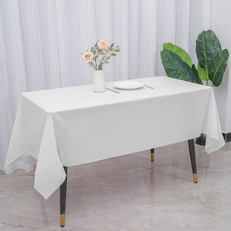 Nappe Jetable - Plastique - Imperméable Huile Et Eau - Pour Anniversaire Buffet Dessert - 137 x 183 cm - Blanc - 1 Pièce (1/5)