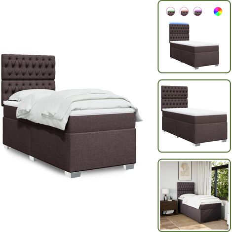 Cabecero ajustable - vidaXL Cama box spring con colchón tela marrón oscuro 80x200 cm - Colchón ensacado