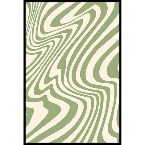 Affiche encadrée motif abstrait ondulé vert sauge (1/5)