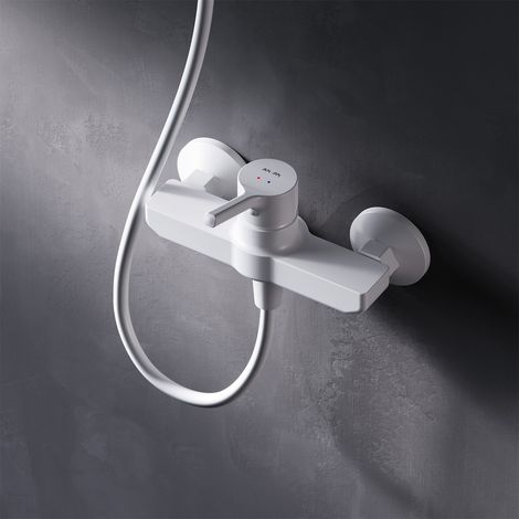 AM.PM Mitigeur Douche Blanc Robinet Douche Main Monté Mur pour Salle de Bains Mélangeur Douche en Laiton (1/5)