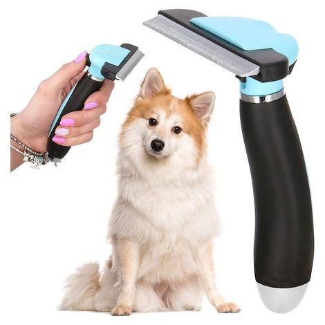 Cepillo para Perros y Gatos Azul Negro Hoja Autolimpiante de 10 cm