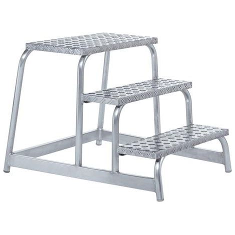 Arbeitspodest Aluminium Stufen 3 eins.begehbar H.600mm Riffelblech ZARGES (1/2)