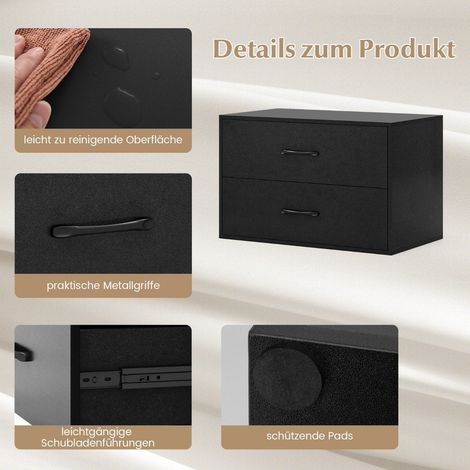 Comoda con 2 cajones cajonera apilable aparador de madera 60 x 34 x 38 cm negro (1/5)
