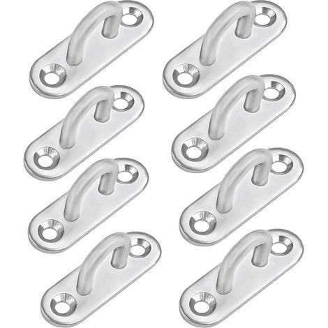 Plaque Oeillet Acier Inoxydable M5 (8 Pcs) - Oblong Crochet Métal Forme U Montage Mural et Plafond  -  Suspensions (1/5)
