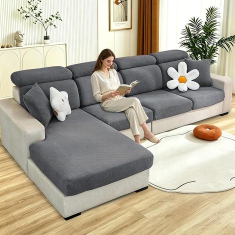 Stretch Sofa Cushion Cover, Furniture Protector, Sofa Seat Cover, Sofa Cover, Furniture Protector (Backrest, Grey) (1/5)