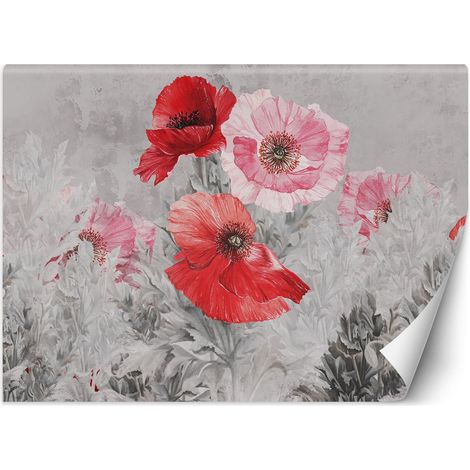 Papier peint, Coquelicots rouges aquarelles - 368x254 (1/5)