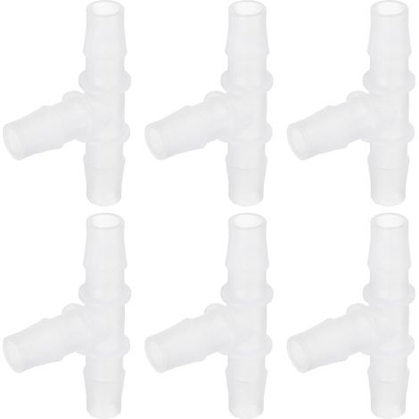 6Pcs Raccord De Tuyau en Plastique À Barbe, 1/2" x 1/2" T Shape Tee Raccord À Barbe pour Tuyau Joint D'Épissure Adaptateur pour De Tube d'eau De Liquide De Carburant, Transparent (1/5)