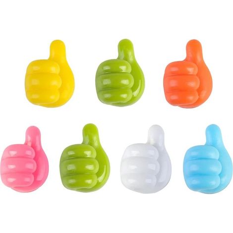 QAZQA Lot De 7 Crochets De Pouce En Plastique Coloré Crochets Muraux Auto-AdhéSifs Crochets Muraux Sans PerçAge Clips De Plantes De Vigne Pour Fixer Les Sangles D'éCouteurs Des CâBles De DonnéEs (1/5)