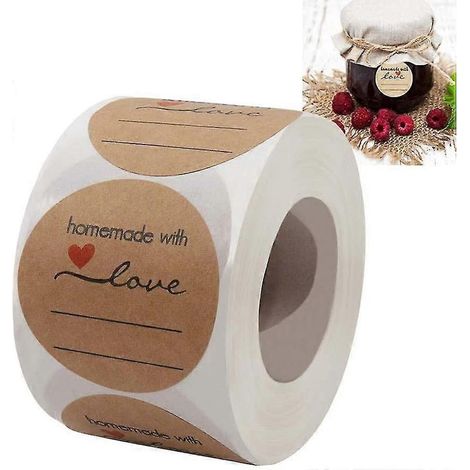 Étiquettes pour pots de confiture et de gelée, étiquettes de mise en conserve pour bocaux Mason et autres (500 étiquettes rondes de 5 cm/rouleau) avec lignes pour écrire - Étiquettes pour pots de conf (1/5)