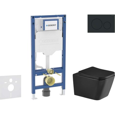 Geberit Duofix - Set Vorwandelement, Arkas I-WC mit Softclose-Sitz und Sigma20-Betätigungsplatte, schwarz matt/schwarz SANI11CA5510 (1/5)