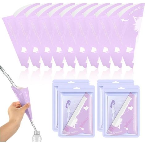 10x18.5cm Urinoir Femme Portable Jetable, 40 Pieces - Materiau Etanche Securise pour Camping/Voyage - Design Compact
