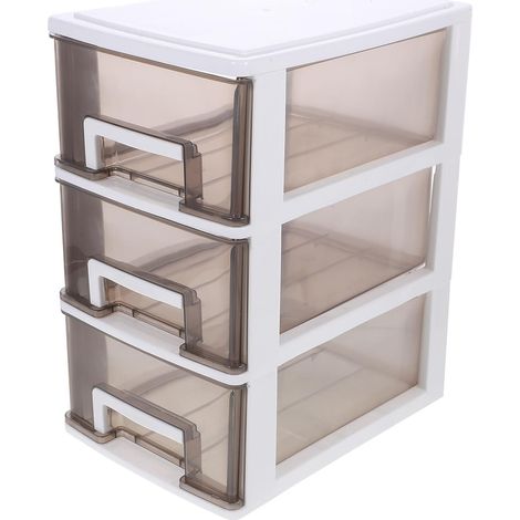 Armoire de Rangement Plastique Transparente 3 Niveaux Moyenne Taille Noir et Blanc, Tiroir Multifonction pour Bureau et Salle D’Étude, Organisateur Cosmétique Pratique et Portable (1/5)