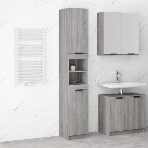 vidaXL Bathroom Cabinet Grey Sonoma 32x34x188,5 cm Engineered Wood (1/5)