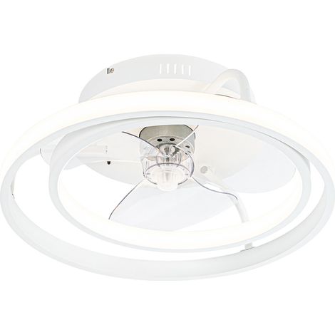 QAZQA Ventilatori da soffitto kees - Design - Acciaio - Bianco - Tondo (non sostituibile) LED Max. 1 x 40 Watt