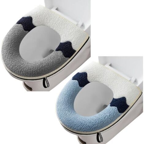 Lot de 2 housses de siège de toilette plus épaisses et douces avec poignée Lavables Compatibles avec tous les sièges de toil (1/4)