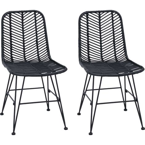 Dining Chair 2 pcs Rattan and Iron Black 44.5 x 54.5 x 85 cm vidaXL (1/5)