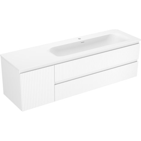 Mexen Rivel Mueble de ba帽o 160 cm con lavabo Vela derecho, 2S, 1D, acanalado, blanco mate - 91A23-16047-3-BBFFF01-W23P01 (1/5)