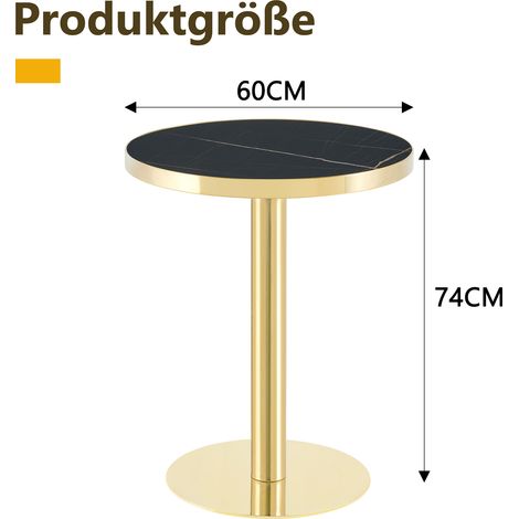 Beistelltisch, rund, 59,5 x 59,5 x 73,5 cm, schwarz und gold (1/5)