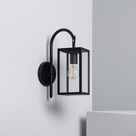 Lámpara de Pared Exterior de Aluminio y Cristal Brazo Superior Atrium Negro Negro